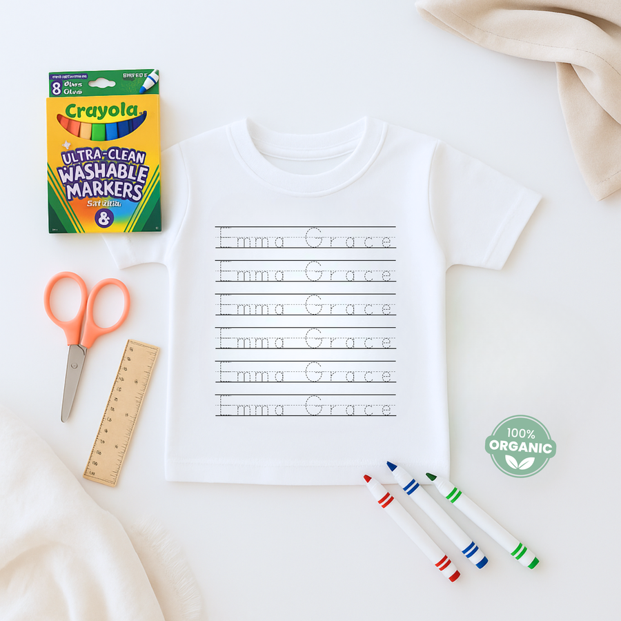 Custom Name Tracing Kids Washable T-Shirt