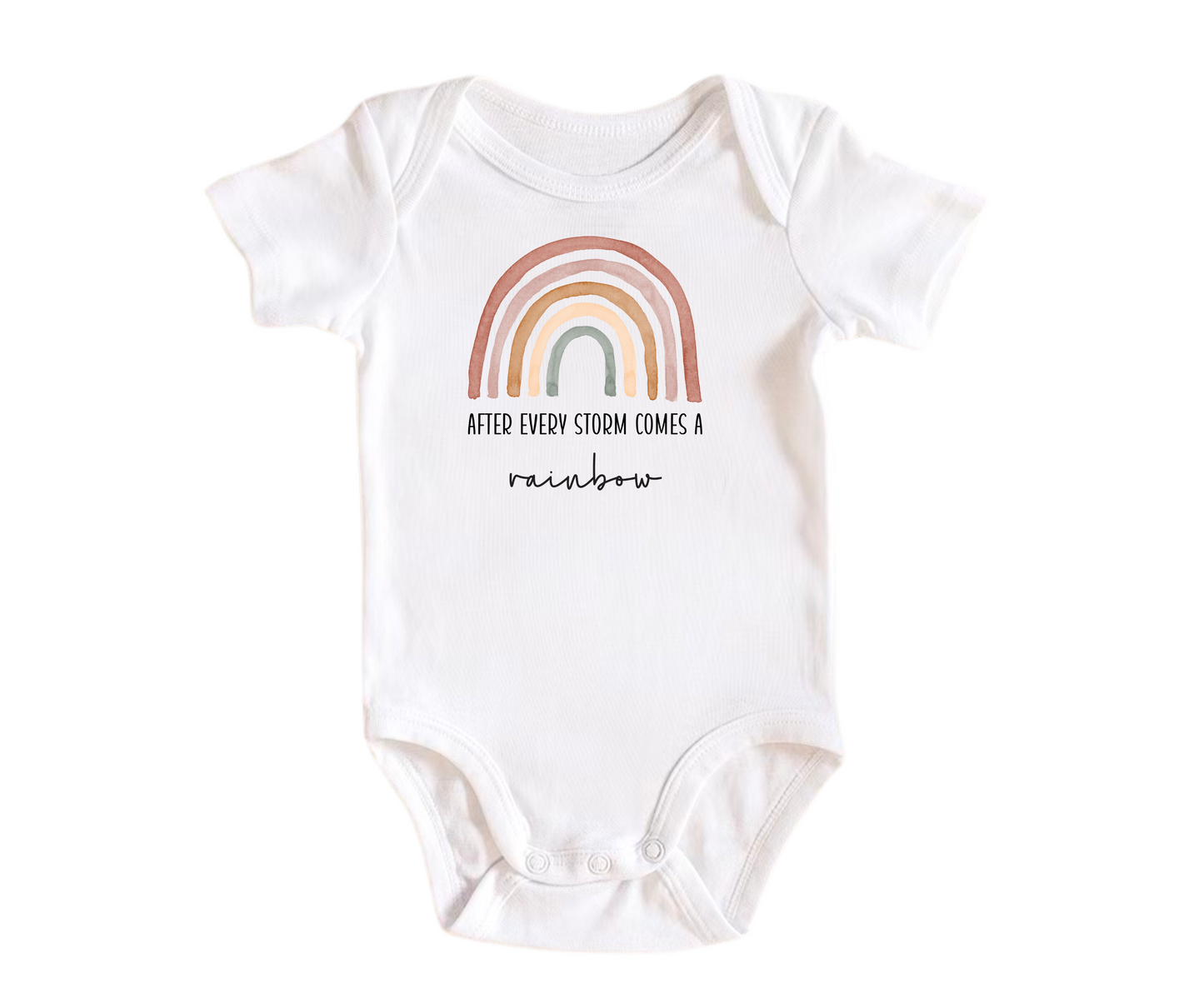 After Every Storm Comes a Rainbow - Rainbow Baby Announcement Bodysuit