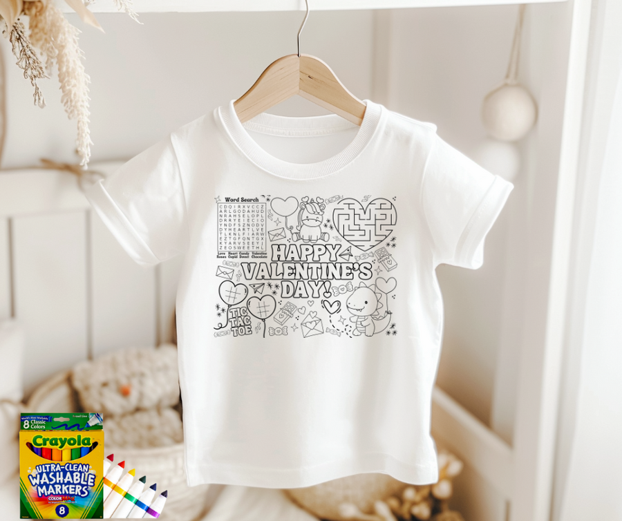 Valentine's Day Activity Coloring Tee for Kids