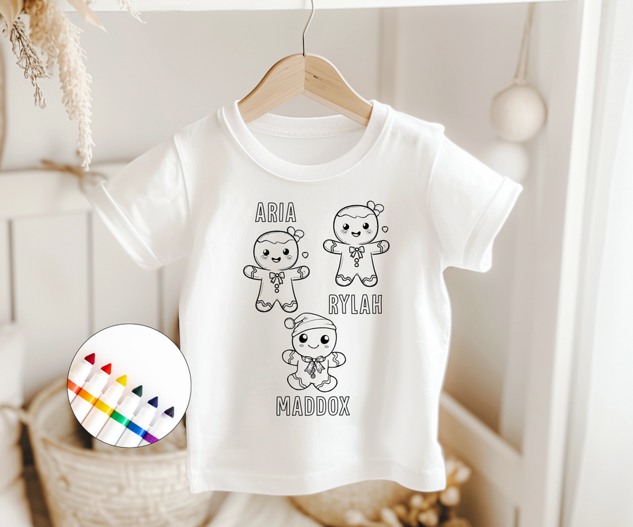 Christmas Coloring Tee for Siblings