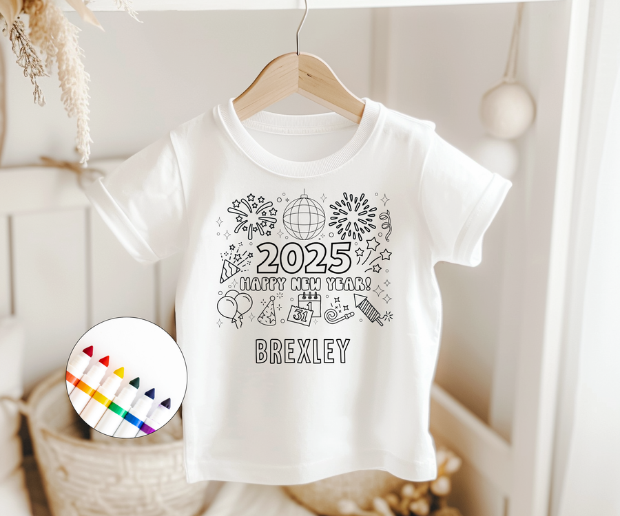 New Years Coloring Tee for Kids