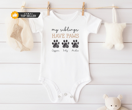 My Siblings Have Paws - Custom Baby & Toddler Graphic Tee