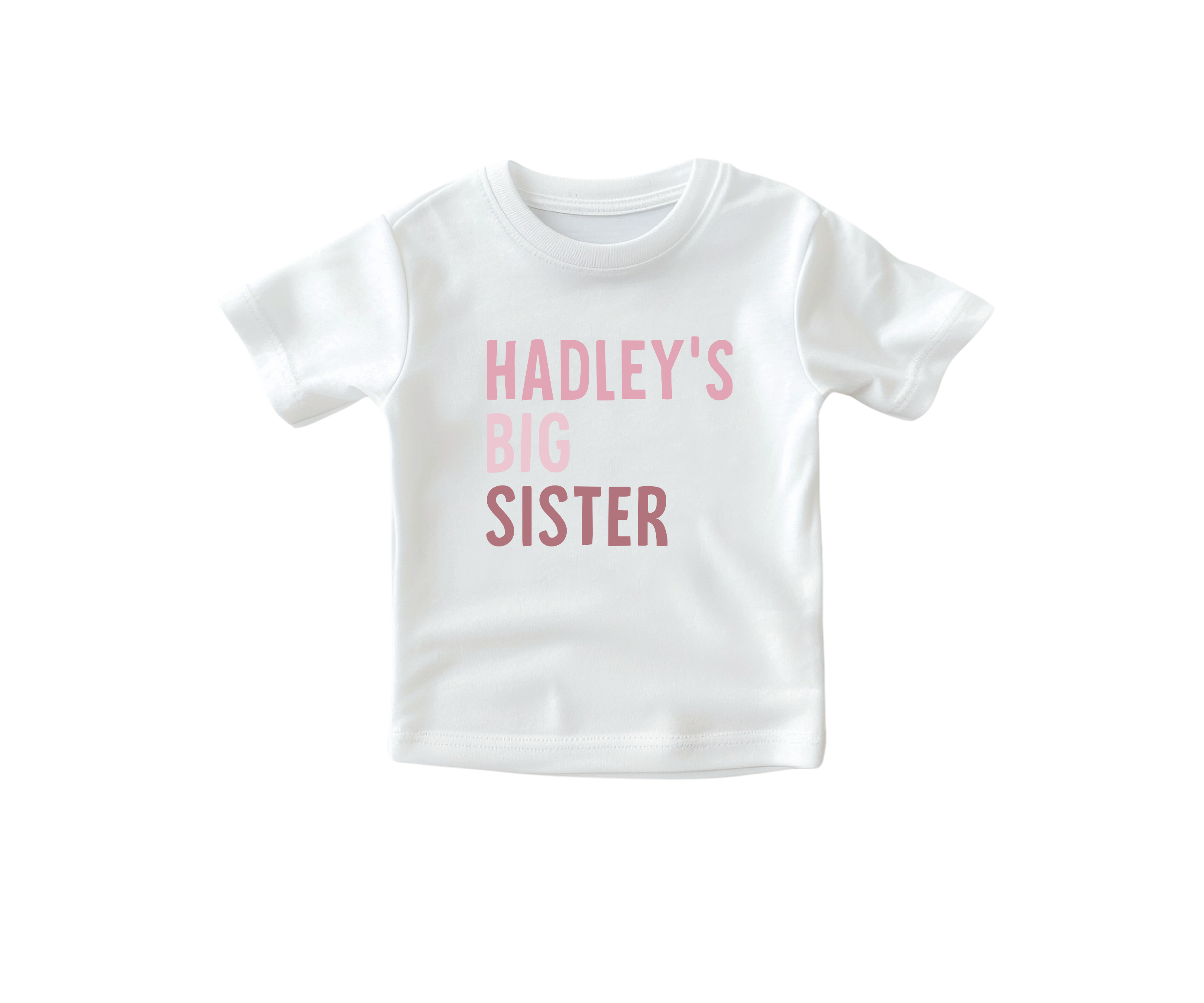 Custom Pink Big Sister Shirt - Toddler and Youth