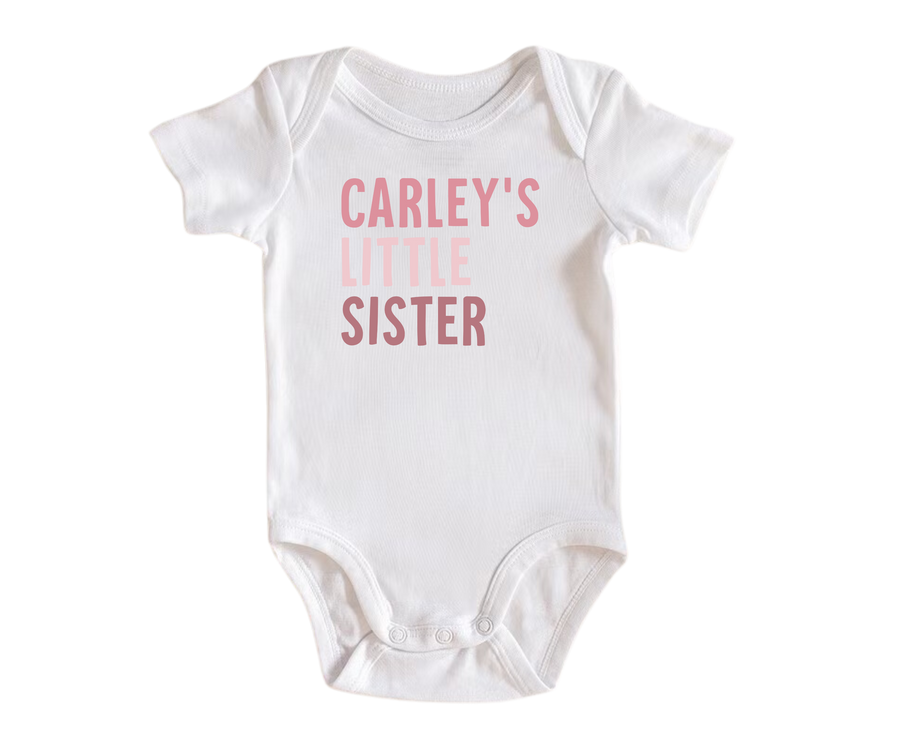 Custom Pink Little Sister Bodysuit - Baby & Toddler T-Shirt