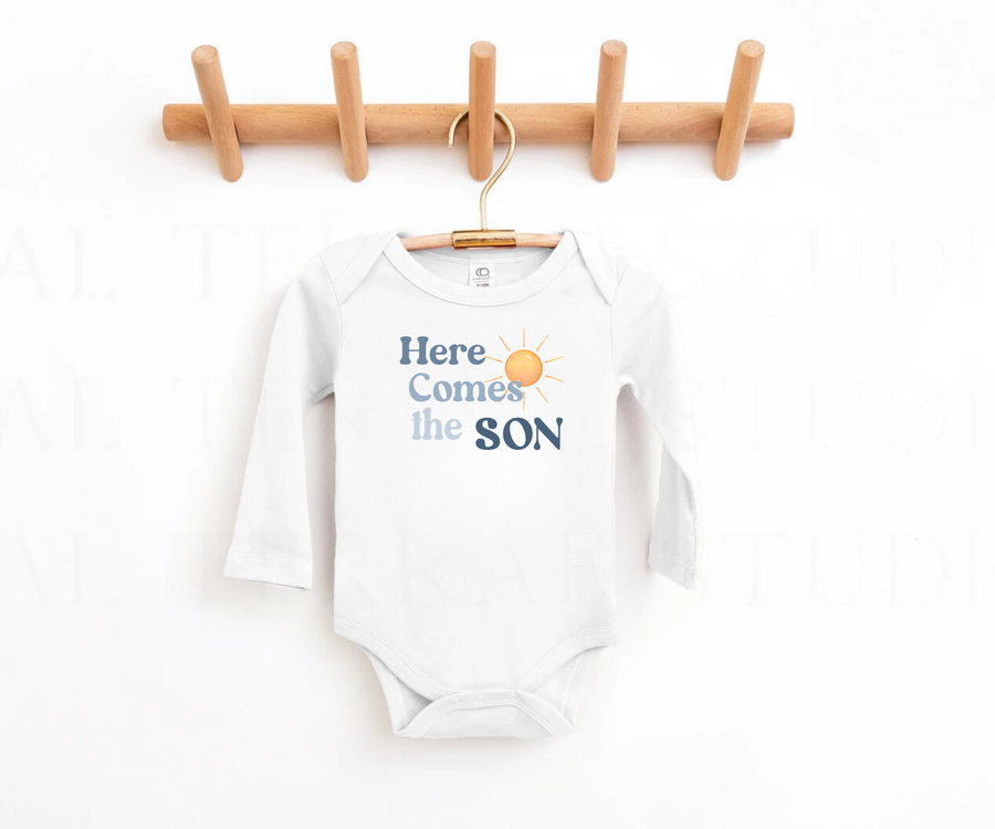 Here Comes the Son - Pregnancy Announcement Baby Boy Bodysuit