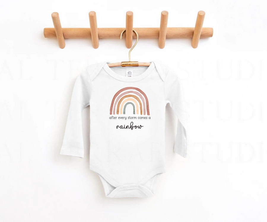 After Every Storm Comes a Rainbow - Rainbow Baby Announcement Bodysuit