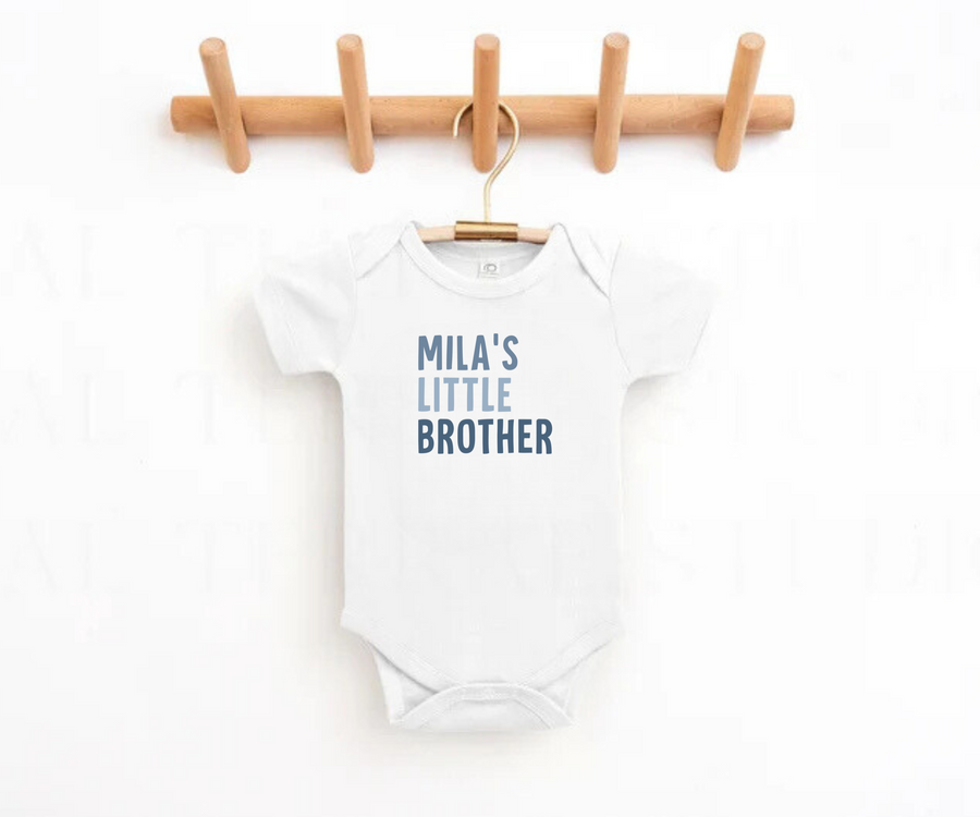 Custom Blue Little Brother Bodysuit - Baby & Toddler T-Shirt