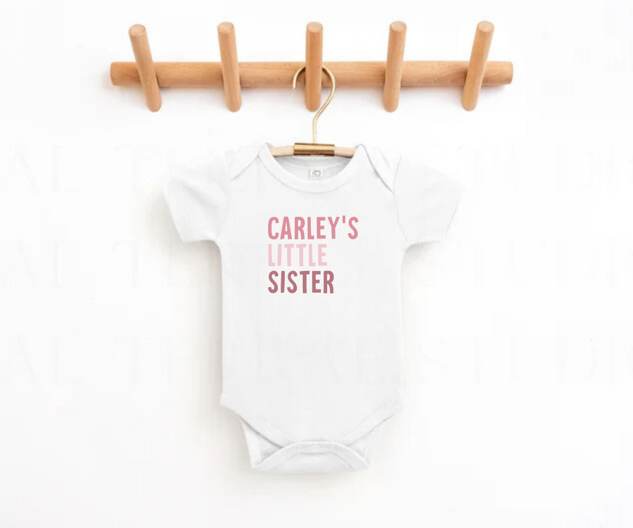 Custom Pink Little Sister Bodysuit - Baby & Toddler T-Shirt